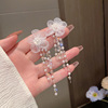 White silver needle, long earrings, universal crystal earings from pearl, silver 925 sample, flowered