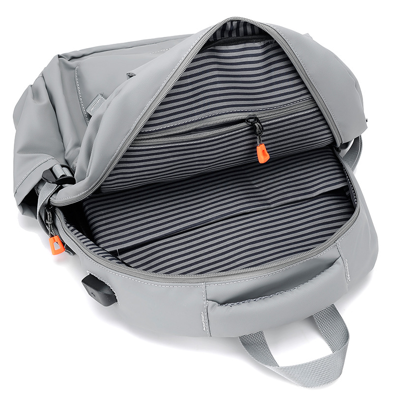 2022 nueva mochila de negocios de moda película de cuero de 14 pulgadas mochila de computadora impermeable mochila de viaje de color sólido simple