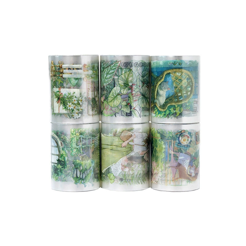 陌墨 Magnet PET white ink tape Green oxygen plan series Character life landscaping handbook material stickers