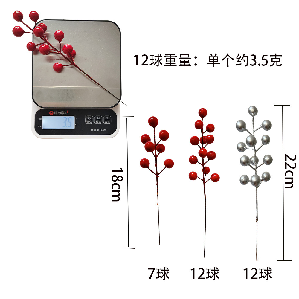 Baya de simulación de Navidad dorada, espolvorear agujas de cedro, decoración de flores de Año Nuevo, fruta roja, fortuna, accesorios de barril de frutas al por mayor