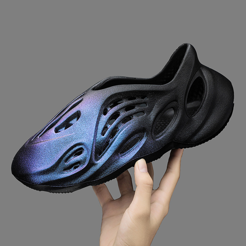 椰子洞洞鞋夏季侃爺涼鞋外穿塗鴉厚底踩屎感鞋外貿涉水沙灘鞋男