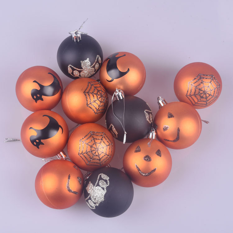 国境を越えた製品ハロウィーン装飾品12pcプラスチック彩色ボールハロウィーンテーマシーン配置装飾|undefined