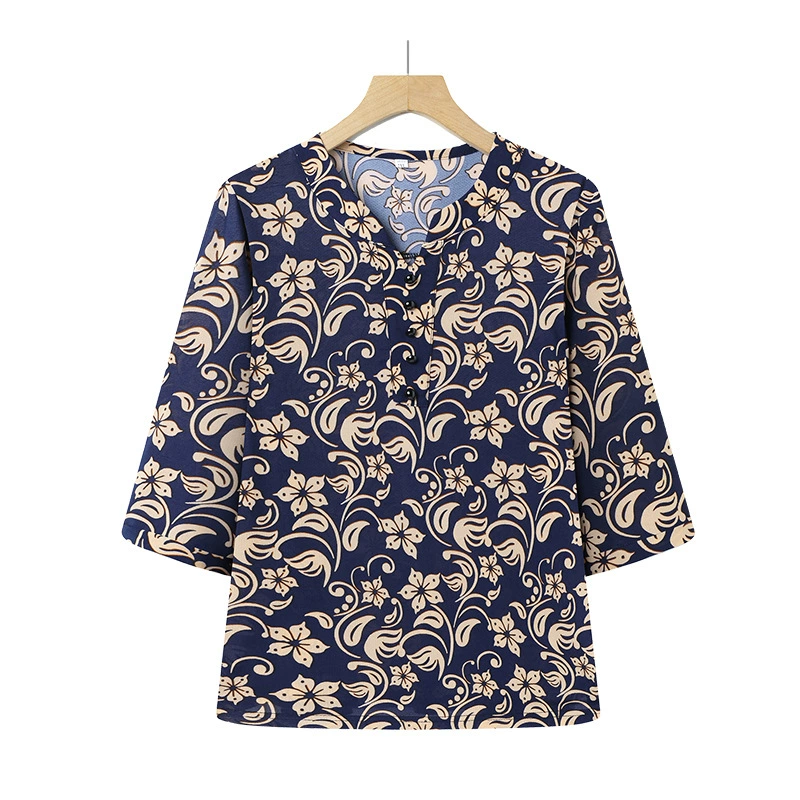 Летние тонкие футболки для женщин среднего и пожилого возраста, летняя одежда для старух, модная бабушкинская одежда с короткими рукавами.