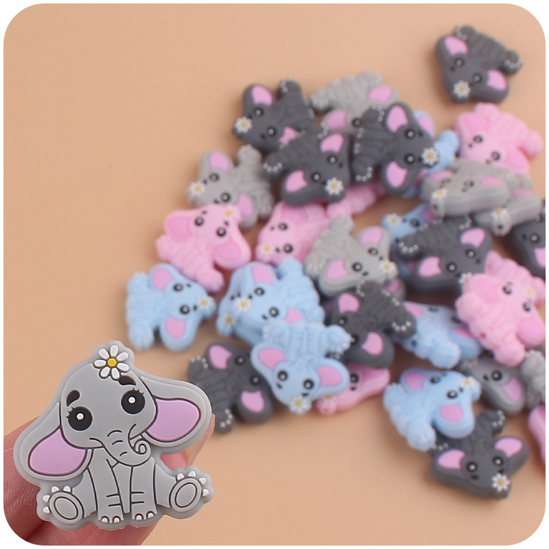 Suministros para bebés de dibujos animados animal elefante mordedor de silicona creativo lindo bebé mordida pezón accesorios de cadena anti-caída
