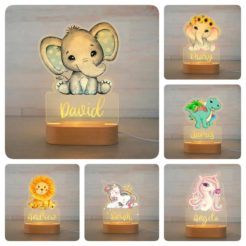 Cross-border diy creative gifts cute animal acrylic night light children's bedroom bedside decoration birthday gift