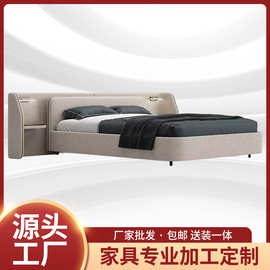 意式极简豪华舒适宽屏床别墅设计师全屋配套家用主卧大床工厂直销
