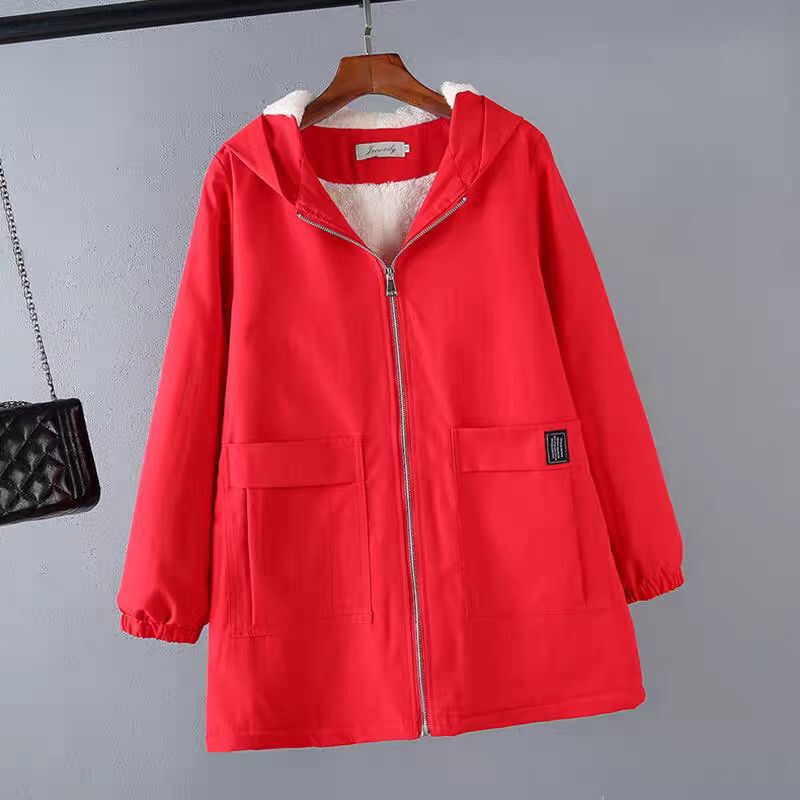 綿の服の女性のベルベットの厚い大きいサイズの風の服の女性の中で長いタイプのコートの冬の韓国版のゆったりしている帽子の上着の女性|undefined