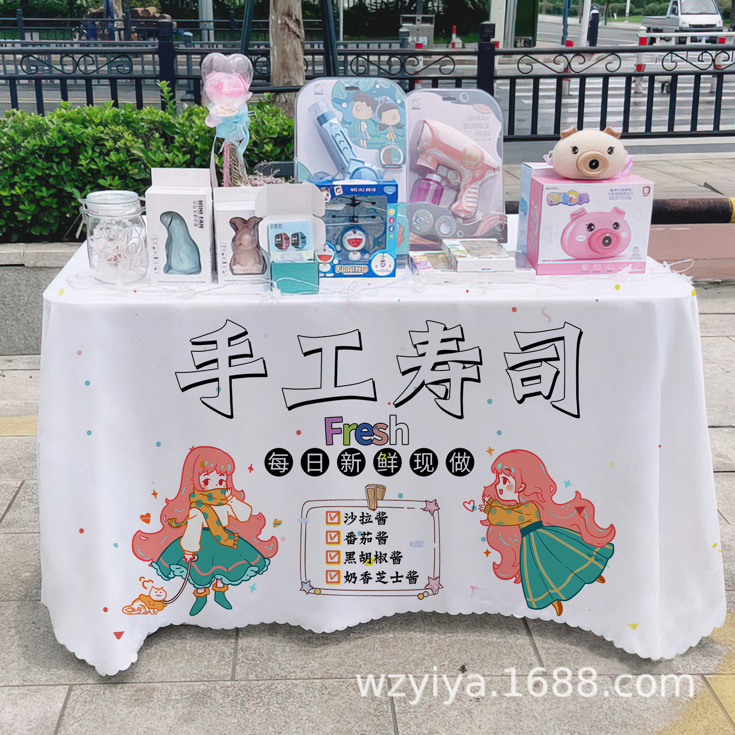 Sushi toal de mesa letrero mercado nocturno gourmet puesto toal de mesa carro publicidad toal de mesa publicidad toal