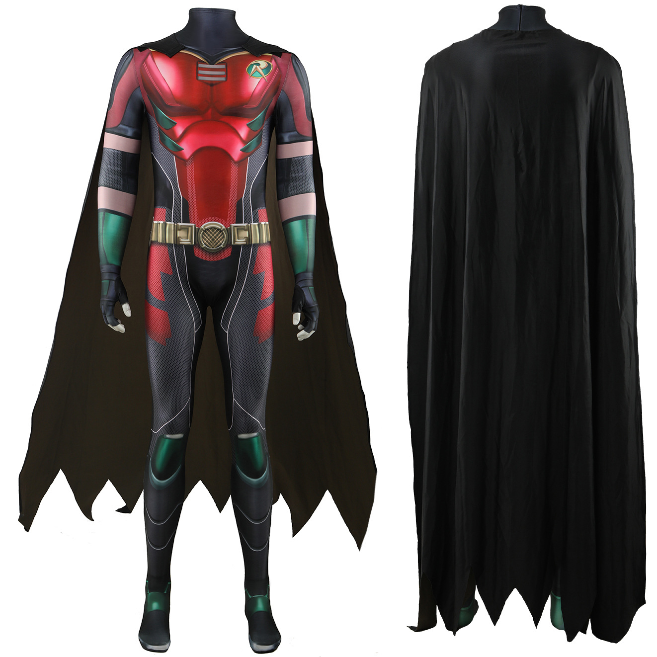 Robin Jumpsuit Cloak Nightwing Cosplay Bodysuit Costume Adult Kids