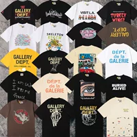 Правильная версия GALLERY DEPT краситель для окрашивания воды для мытья воды высокого качества с принтом с короткими рукавами высокой улицы граффити футболка