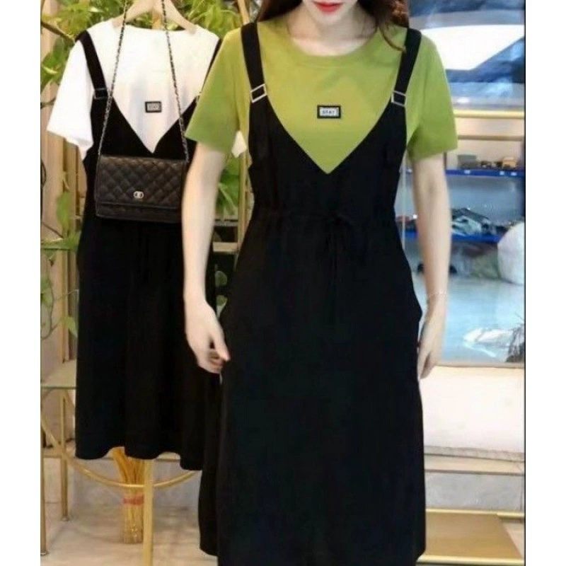 100kg новое летнее высококачественное модное повседневное свободное платье в корейском стиле, закрывающее живот, тонкое платье большого размера