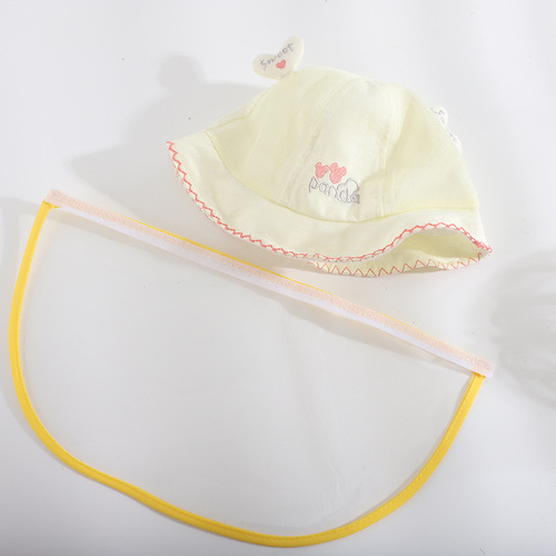 Baby Hat Velcro Removable Mesh Protective Droplet Face Cover Children's Fisherman Hat Isolation and Anti-epidemic Summer