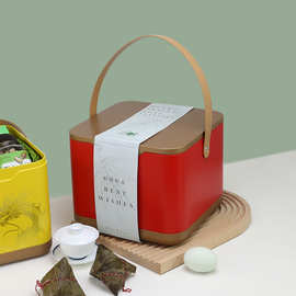 新年龙礼品盒节日年货月饼粽子包装礼盒UV印刷马口铁方形空盒现货