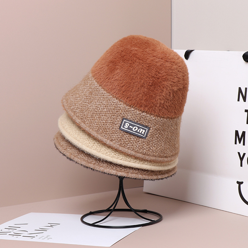 Mössa, ny koreansk utgåva för kvinnor, färgmatchande stickad varmvattenhatt mössa Höst och vinter Utomhus Face Show Small_voghion.com