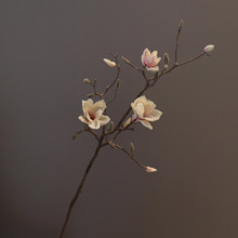 仿真玉兰花假花绢花客厅落地插花摆件软胶大枝玉兰中式玉兰仿真花