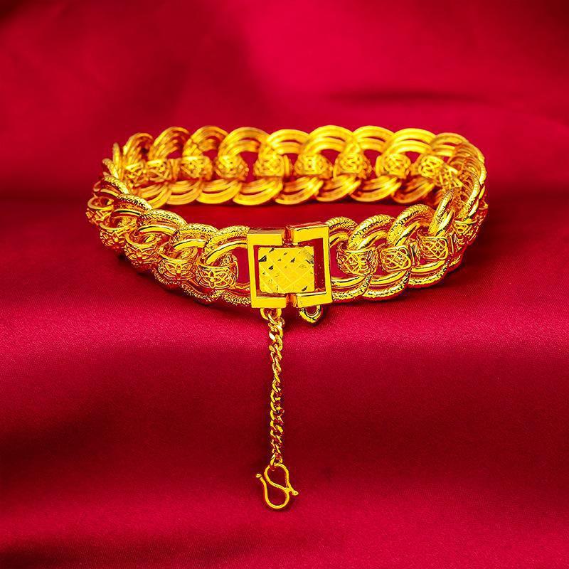 Vietnamese Sand Gold Brass Gold-Plated Men's Bracelet 24K Classic and Atmospheric Men's Jewelry Simulated Gold That Will Not Fade for a Long Time