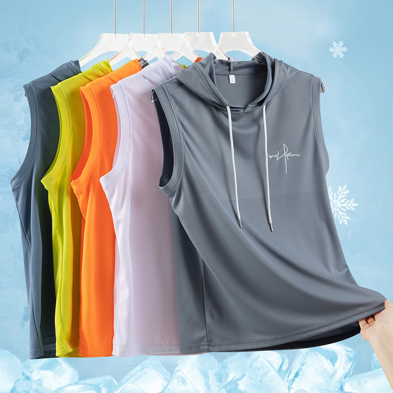 2025 Summer Hooded Vest Men's Sports Casual Sleeveless T-Shirt Jacket Couple Loose Breathable Sweatshirt Vest t