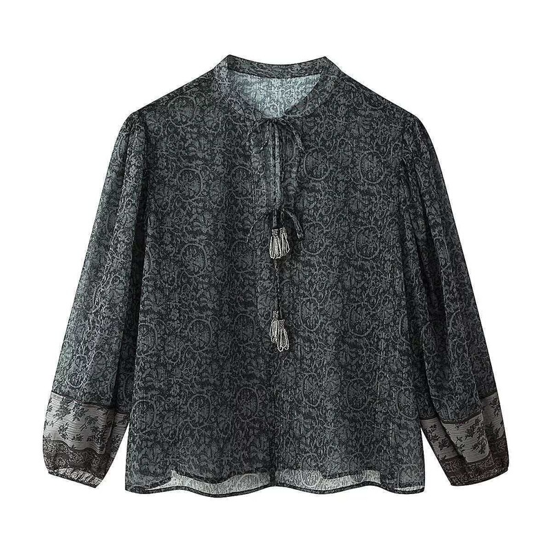 Kaopu Za Summer New Metallic Print Long-Sleeved Shirt European and American Cross-Border Foreign Trade Wholesale Aliexpress Women's Clothing Kaopu Za Summer New Metallic Print Long-Sleeved Shirt European and American Cross-Border Foreign Trade Wholesale Aliexpress Women's Clothing