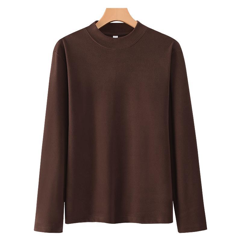 커피 라운드넥 저먼 벨벳-솔리드 컬러 [고품질 버전]