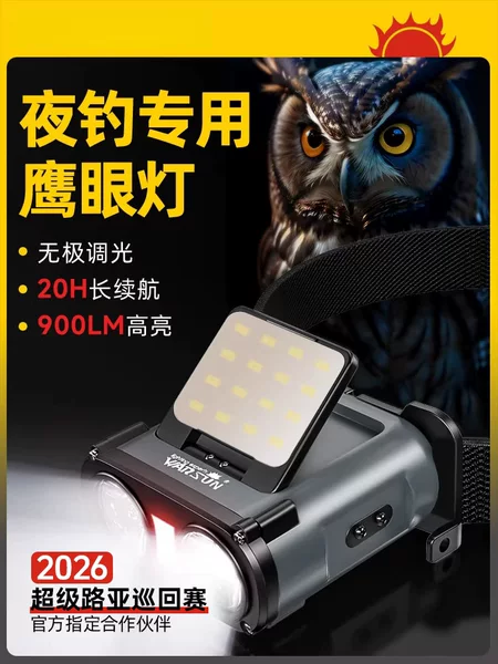New Model of Fishing Headlamp with Strong Light and Super Brightness, Specially Designed for Night Fishing, with Sensor Charging and Ultra-Long Battery Life, Head-Mounted Clip-On Light