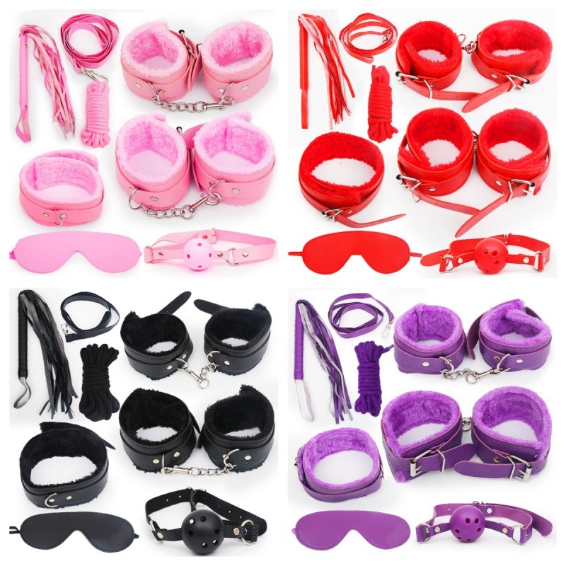 Sexy SM Seven-Piece Set Plush Leather Bundled 7-Piece Set Alternative Role Playing Adult Sex Products