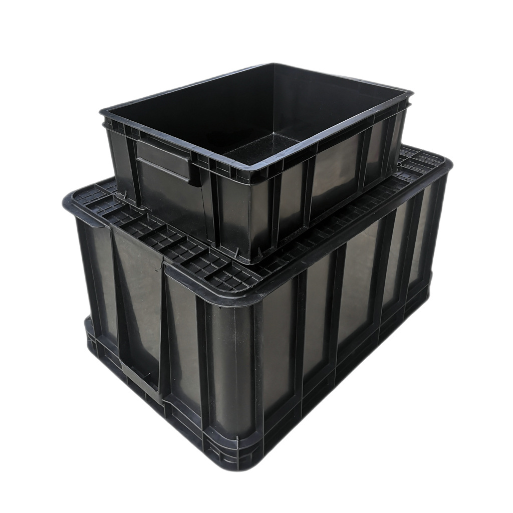 防静电塑料周转箱 物流周转箱 蔬菜带盖蓝色周转筐 收纳塑胶箱