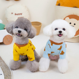 Cats and dogs small dogs pet clothes new comfortable dog clothing elastic wholesale 24 printed bear four-color T-shirt