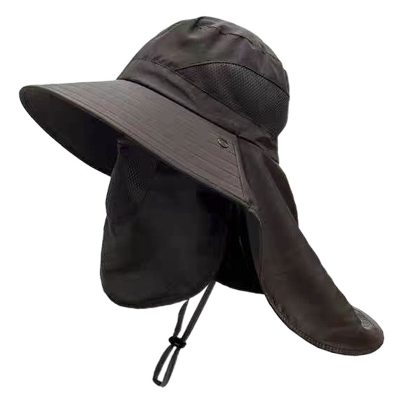 Outdoor sun hat big brim breathable hat with mask shawl sun protection fishing hat fishing gear