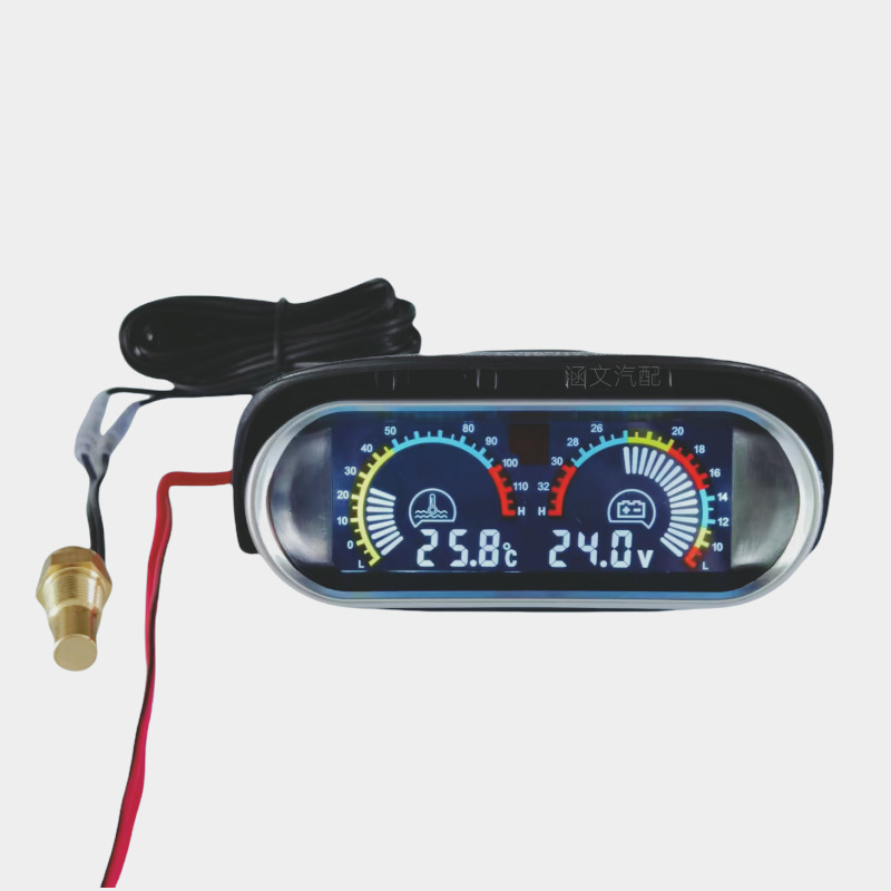 Car truck 12V24V Universal new horizontal LCD electronic water temperature and voltage combination meter high precision digital