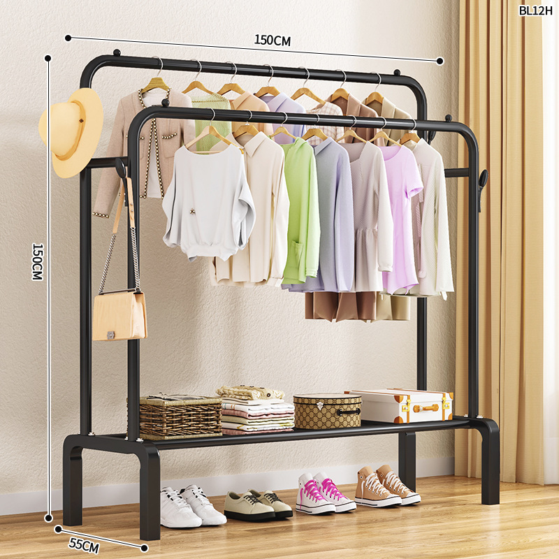 150 블랙 [업그레이드된 더블 폴] 더블 행잉 옷