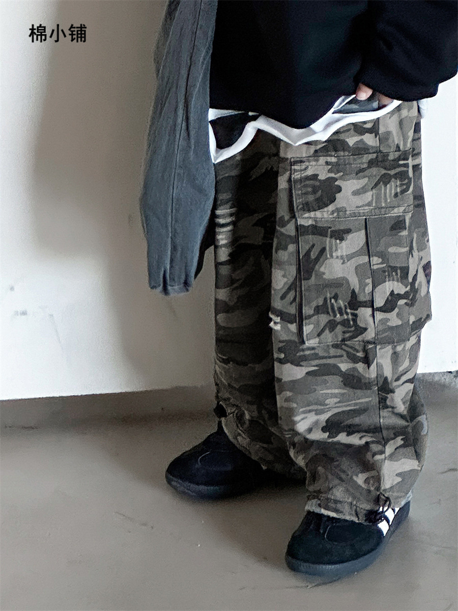 Autumn camouflage trousers for boys for leisure