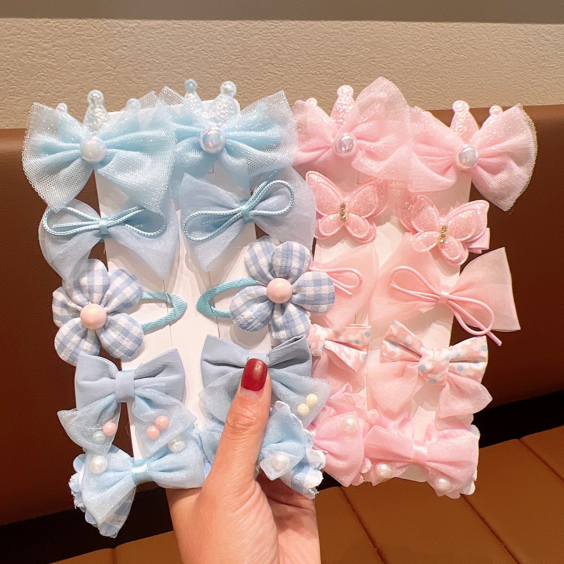 Children's Super Fairy Crown Hairpin Sweet Bow Hairpin Set Girls' Broken Hair Side Clip Girls Princess