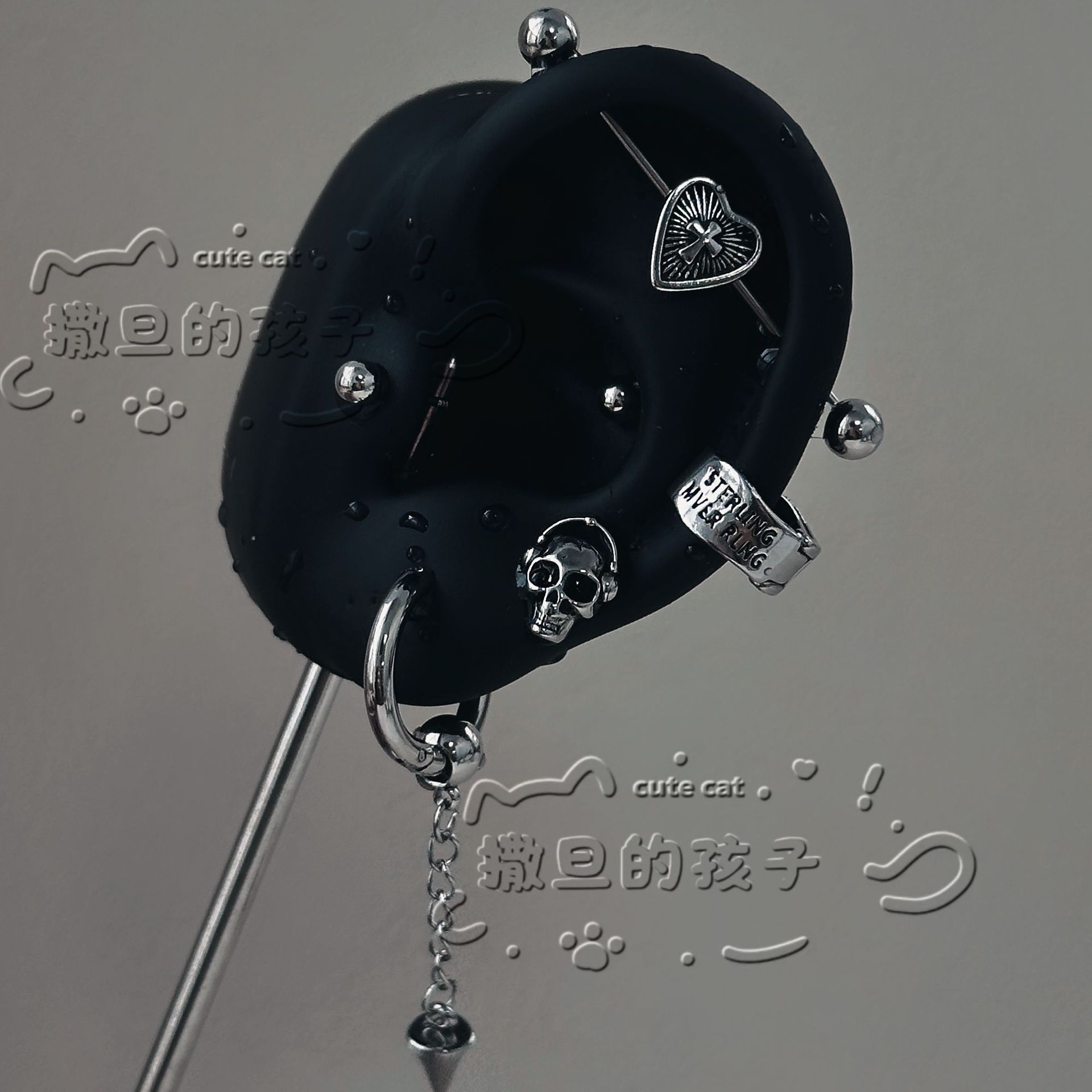 Satan's Child Denim Artist Stud Earrings - 316L Surgical Steel Ear Bone Tragus Helix Cartilage Stud for Punk Style detail image 7