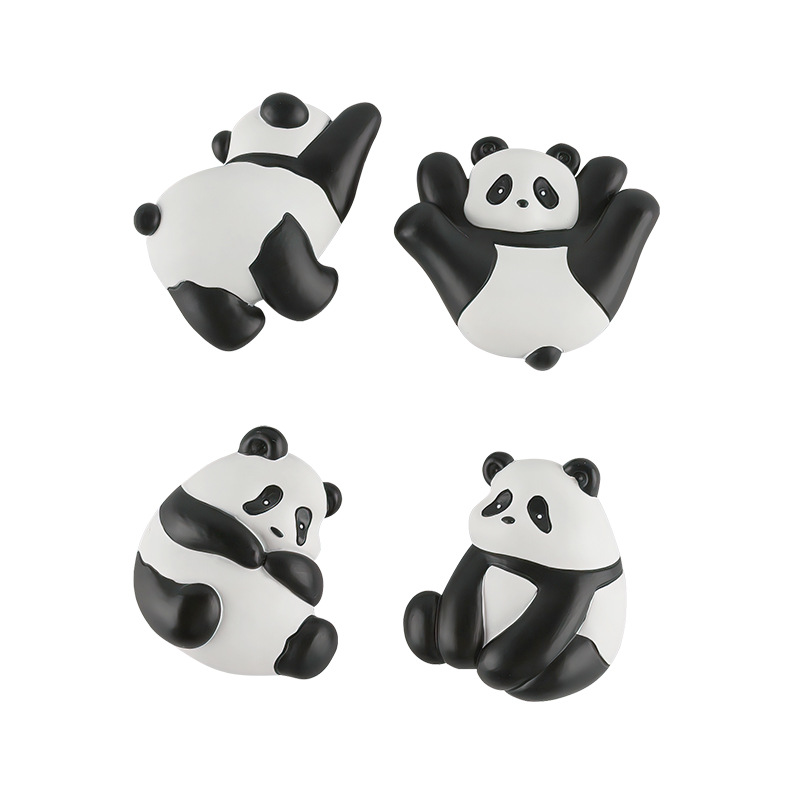 Creative resin Cartoon Cartoon three-dimensional simulation panda refrigerator stickers kitchen food fruit refrigerator stickers to customize