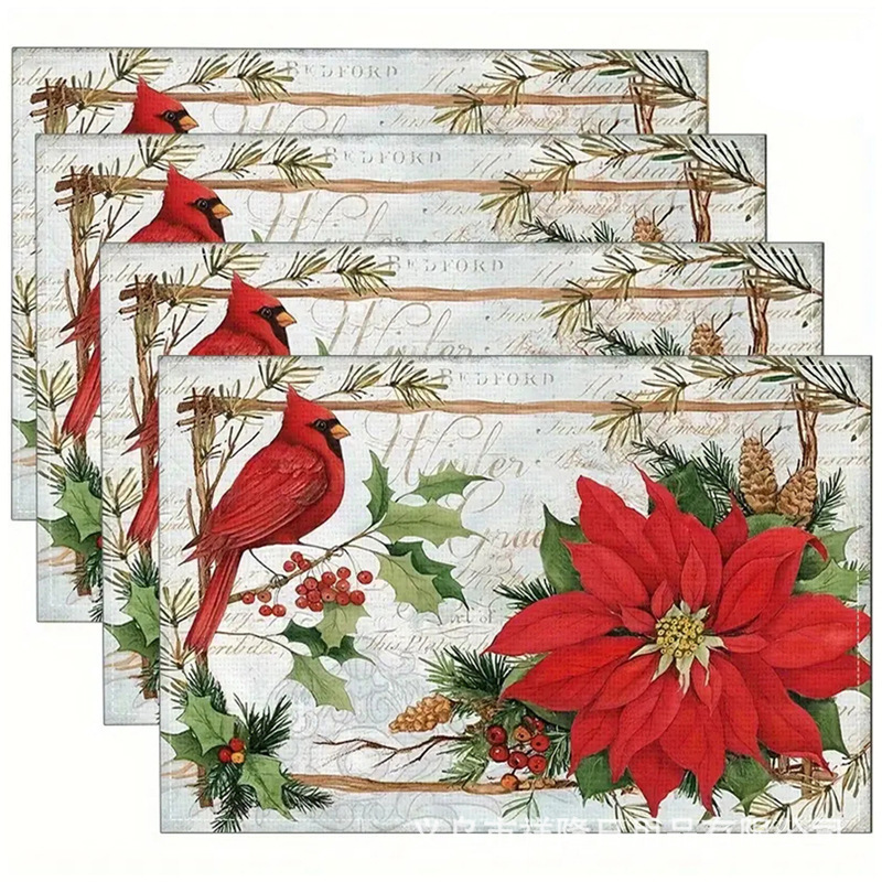 アマゾンの爆発クリスマスの食事マットクリスマス雪だるま亜麻のテーブルマット雪花格子プリントの食事皿断熱マット|undefined