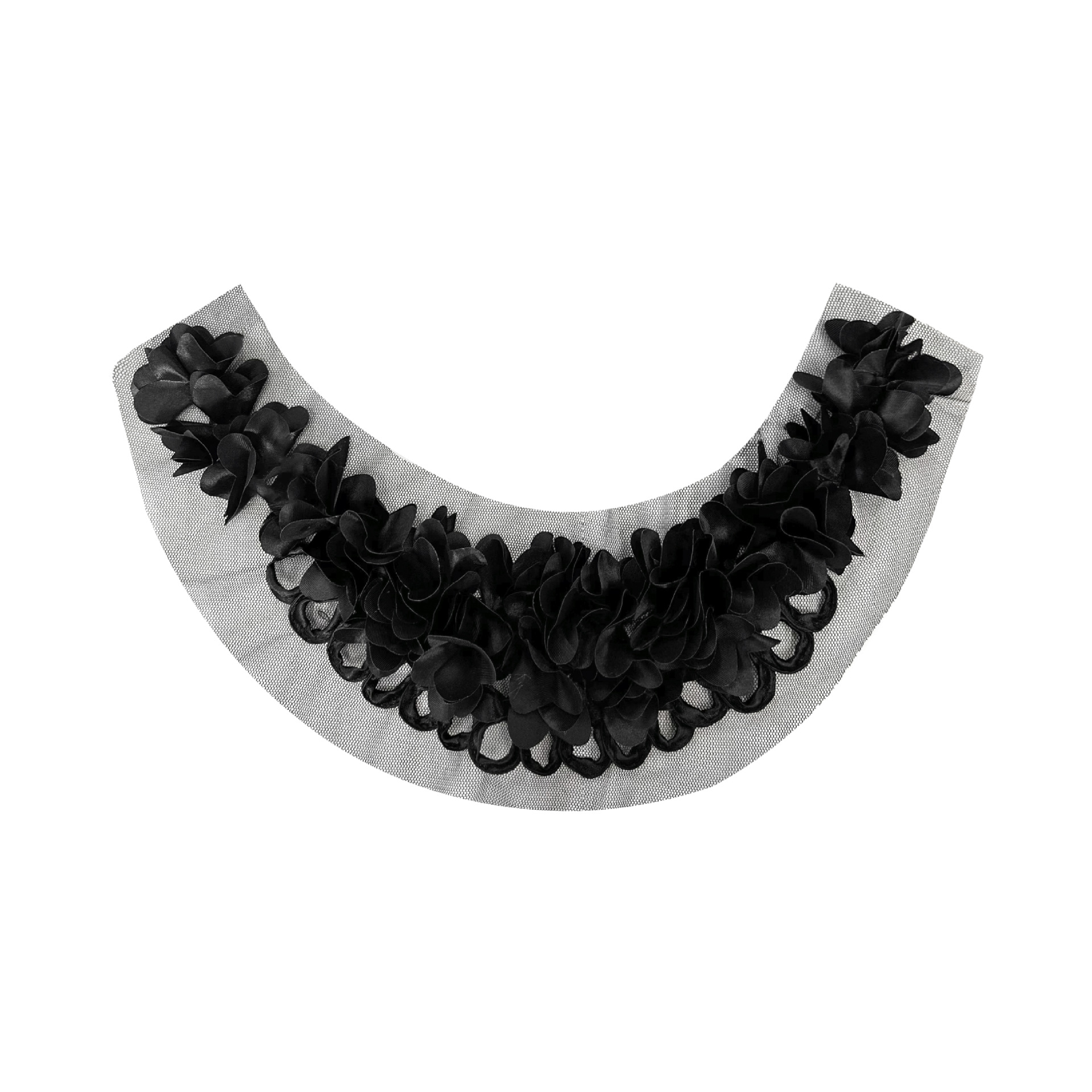 Collar de flores negro en forma de U decoración de encaje tridimensional ropa de encaje vestido de collar de flores accesorios image 7