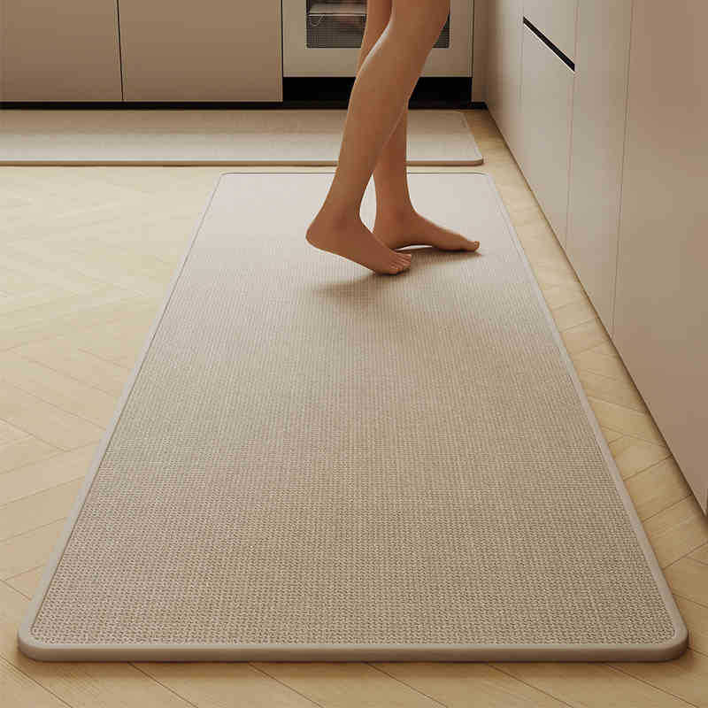 Modern, Simple, High-Quality Linen Floor Mats for Home Use, Water-Absorbent, Oil-Absorbent, Stain-Resistant Floor Mats, Kitchen Non-Slip, Easy-Care Floor Mats