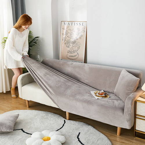Velvet thickened sofa cover all-inclusive lazy full cover sofa cover four seasons universal sofa cushion elastic cover fabric