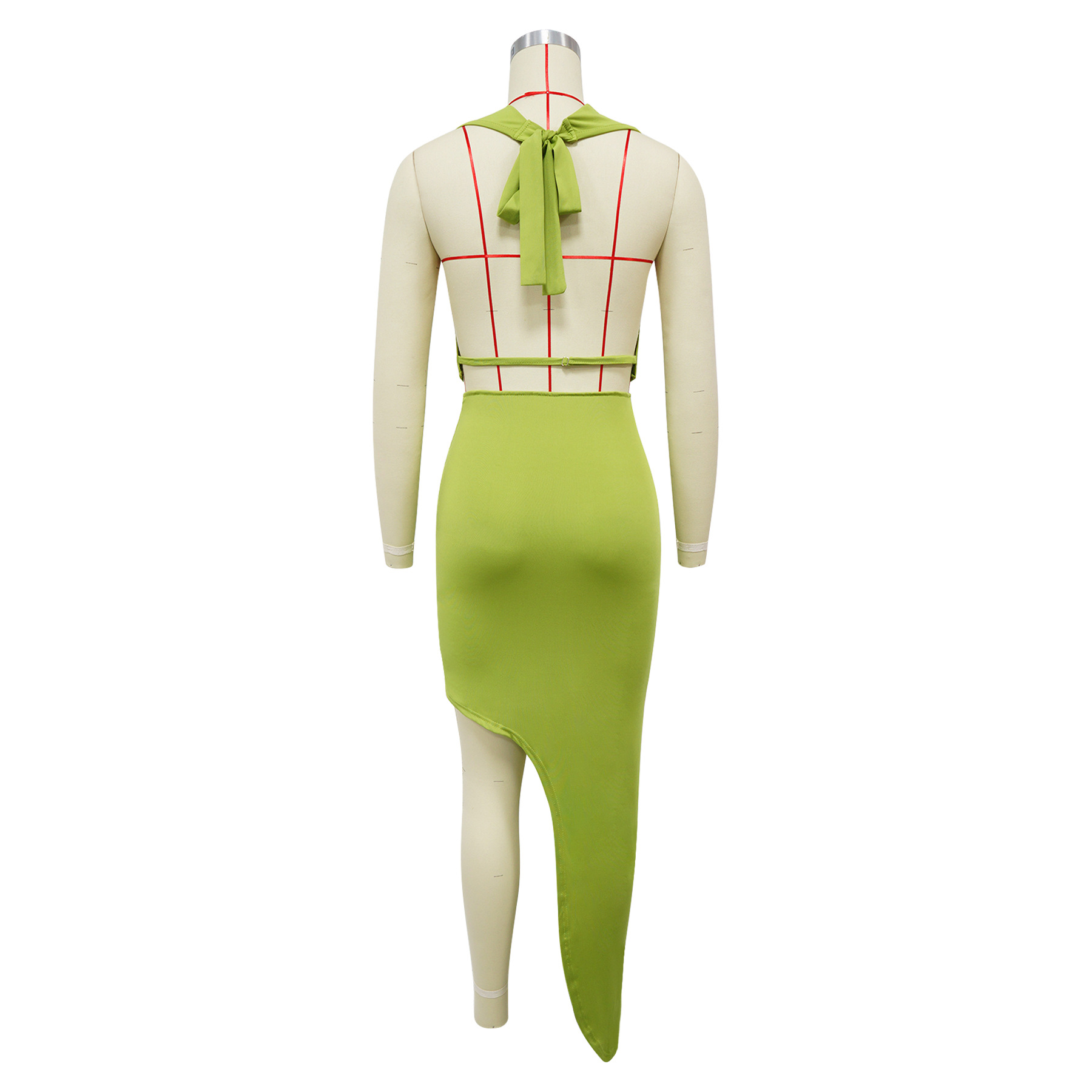 Women's Halter Neck Tuxedo Skirt Set Sexy High Slit Design_ecoleips.com