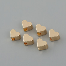 手链diy爱心散珠铜镀金色小配件手工饰品配件爱心串珠批发