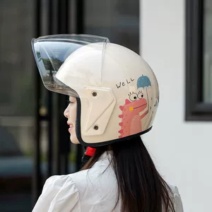 3C Certified Winter Electric Vehicle Helmet Cute Dinosaur Warm Windproof Half Helmet