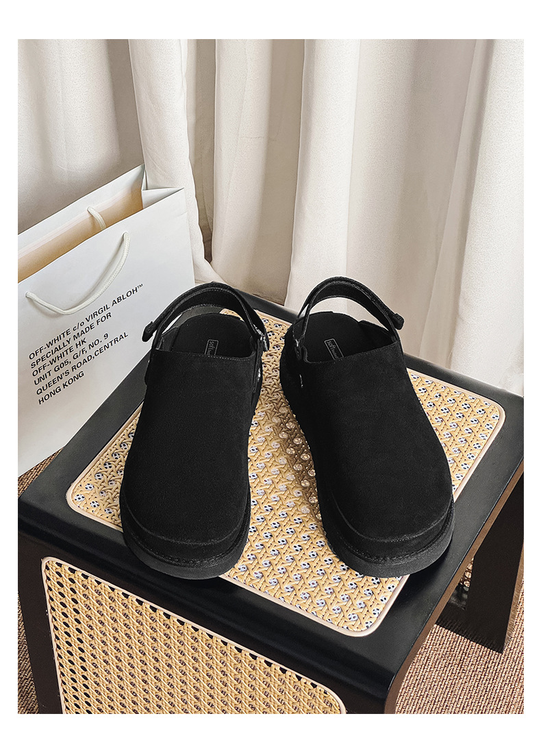Dames halve slippers van echt leer ademend met dikke zool_voghion.com