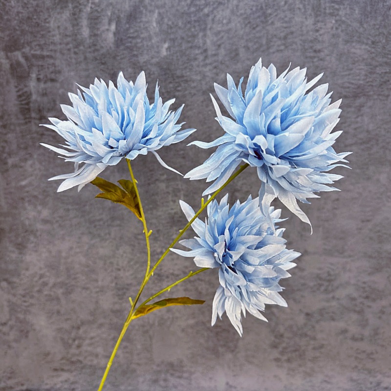 Flores artificiales, crisantemos de 3 cabezas, flores de seda, arreglo floral de crisantemo, accesorios de fotografía, flores falsas, ramo de flores para fotografía, decoración del hogar