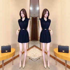 网红时尚套装女2025夏季新款高级感气质显瘦无袖衬衫短裤两件套潮