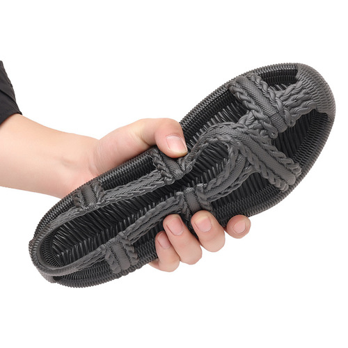 Summer Retro Hand-woven Soft Sole Breathable Non-slip Sandals Rubber Vine Grass Shoes for Men and Women