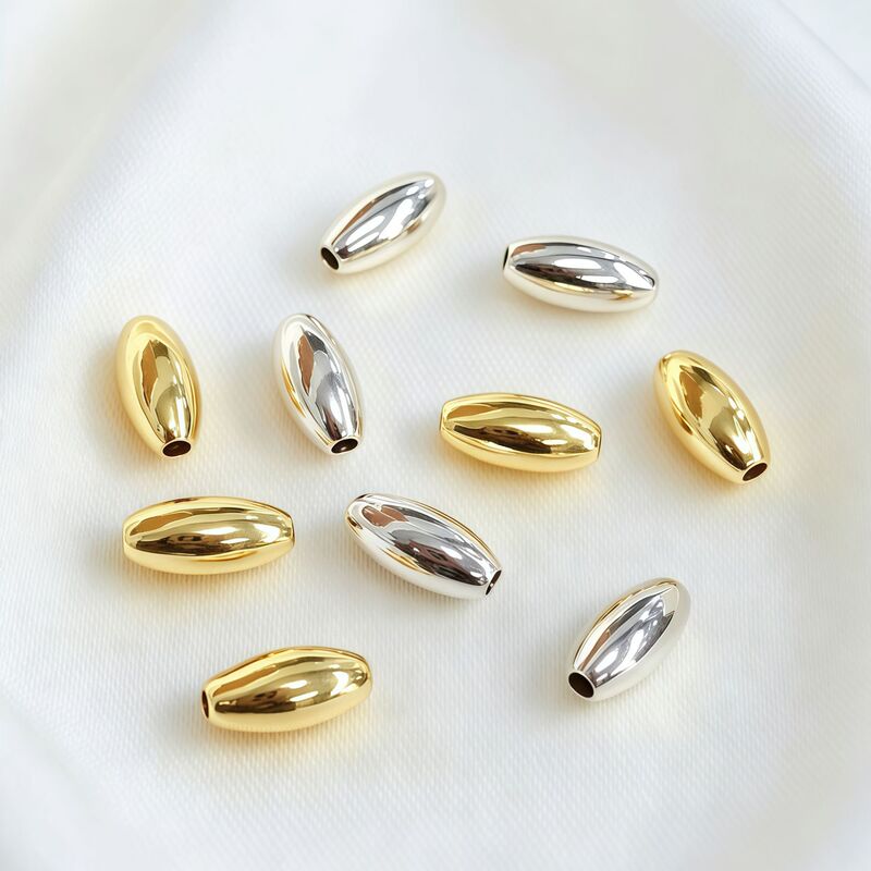 Silver-plated copper 7m beads loose beads glossy transfer beads olive beads lucky beads DIY rope bracelet stringing beads