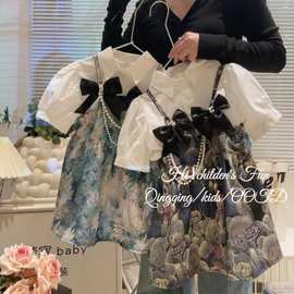 女童夏装套装时髦短袖2024新款儿童洋气裙子甜美小女孩吊带连衣裙