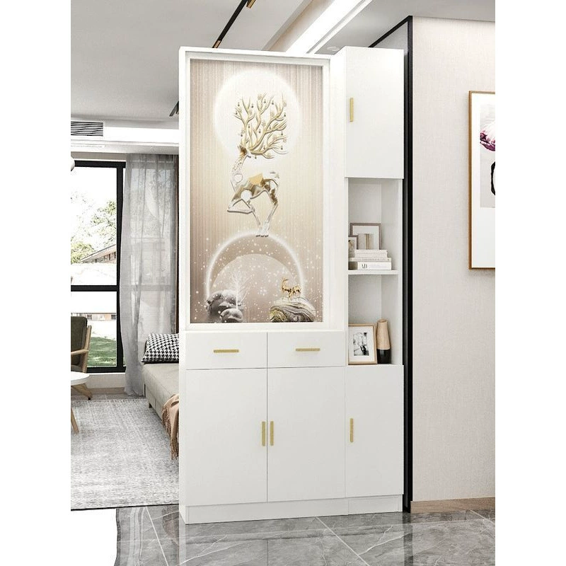 Входная перегородка, обращенная к двери, входной шкаф, обувной шкаф, встроенная простая современная перегородка для входа.