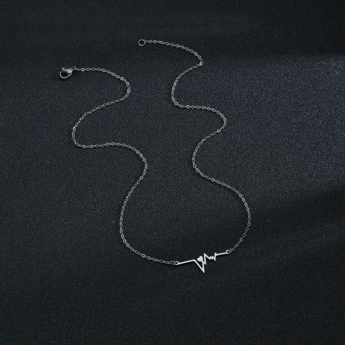 Korean Style Electrocardiogram Stainless Steel Necklace display picture 3