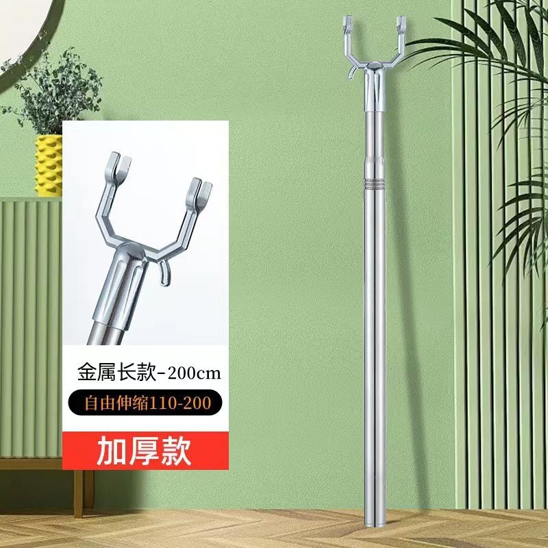 varilla de secado de acero inoxidable retráctil una tenedor de ropa doméstica varilla de secado para colgar percha de ropa varilla de soporte fija alargada image 9